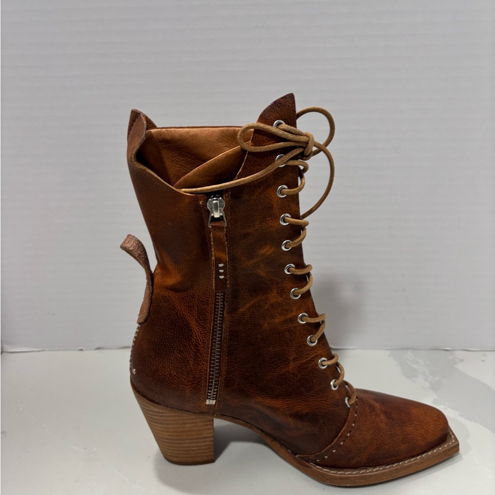 We The Free Canyon Lace-Up Boots in Whiskey Square Toe Zipper Size 36 - Picture 8 of 10